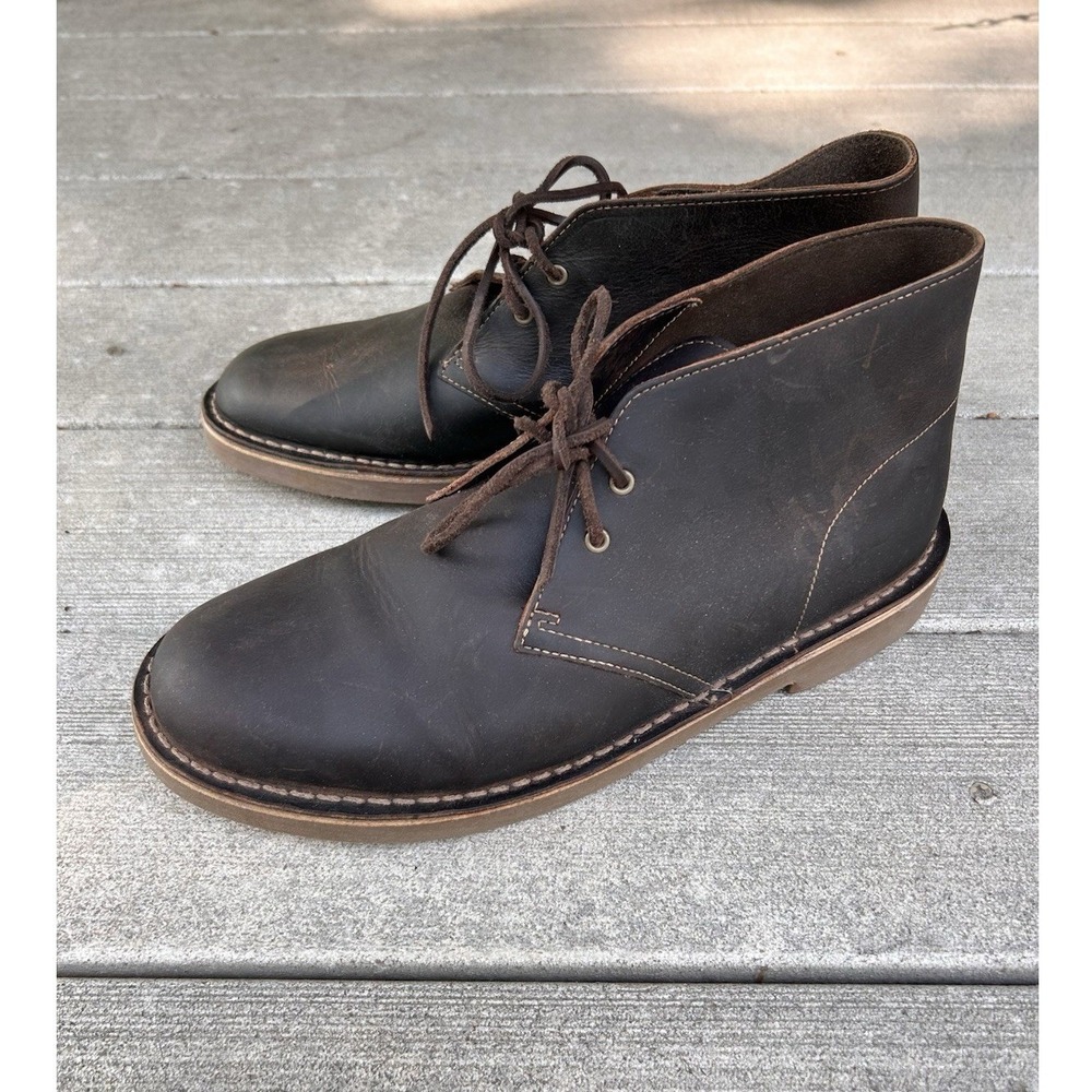 Clarks Collection Bushacre 3 Beeswax Dark Brown Leather Chukka Boots Mens 9.5 W